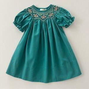 Rosalina 12 Months Baby Girl Teal Smocked Dress